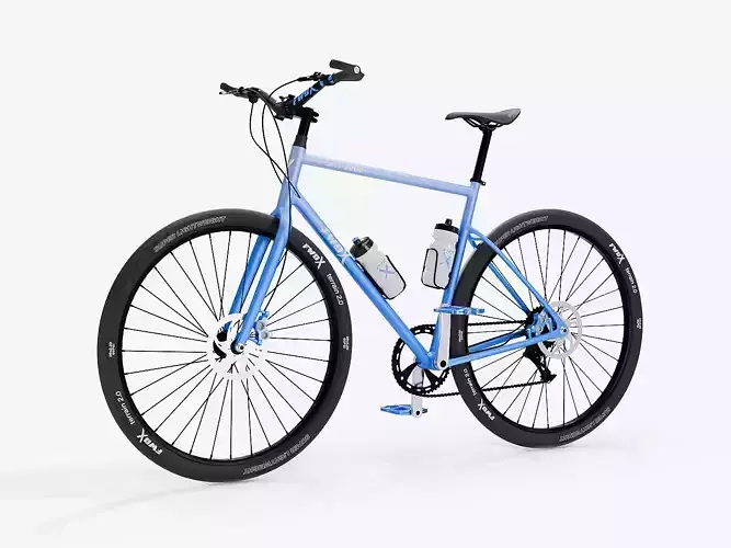 Gravel Bike Blue Gradient Frame with Bar Ends Royalty-Free Brand 3D model
