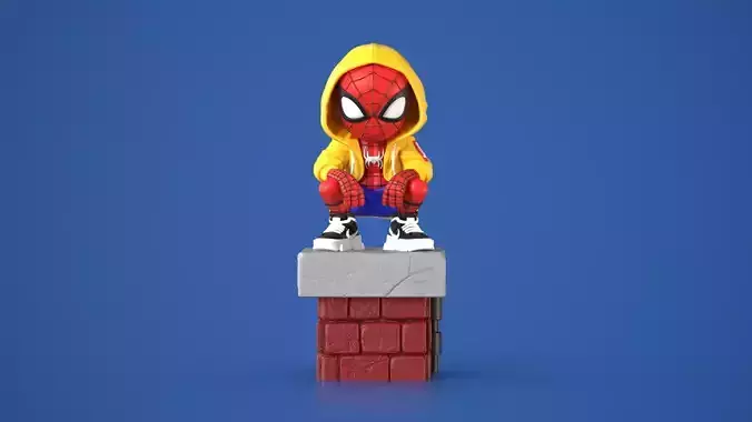 Spiderman Chibi Hoodie 3D Model STL Printable 