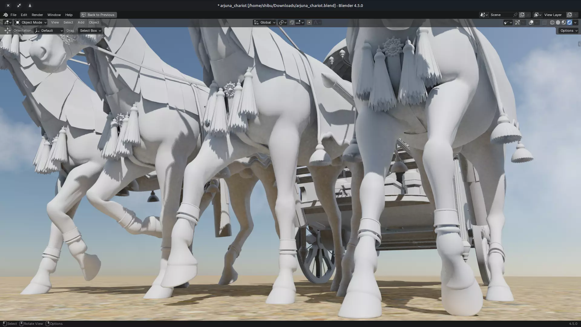 Arjuna Chariot  Rath in Mahabharatha Low-poly 3D model_9