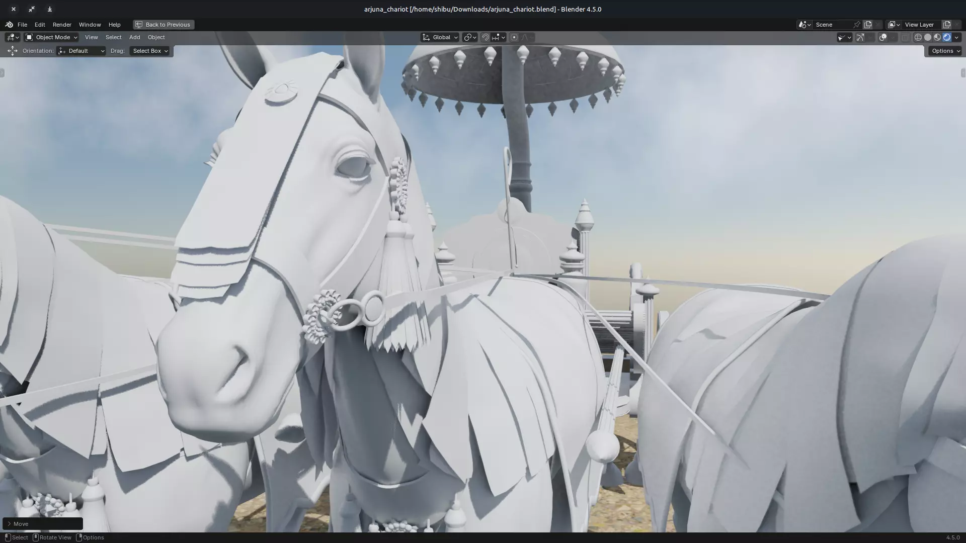 Arjuna Chariot  Rath in Mahabharatha Low-poly 3D model_5