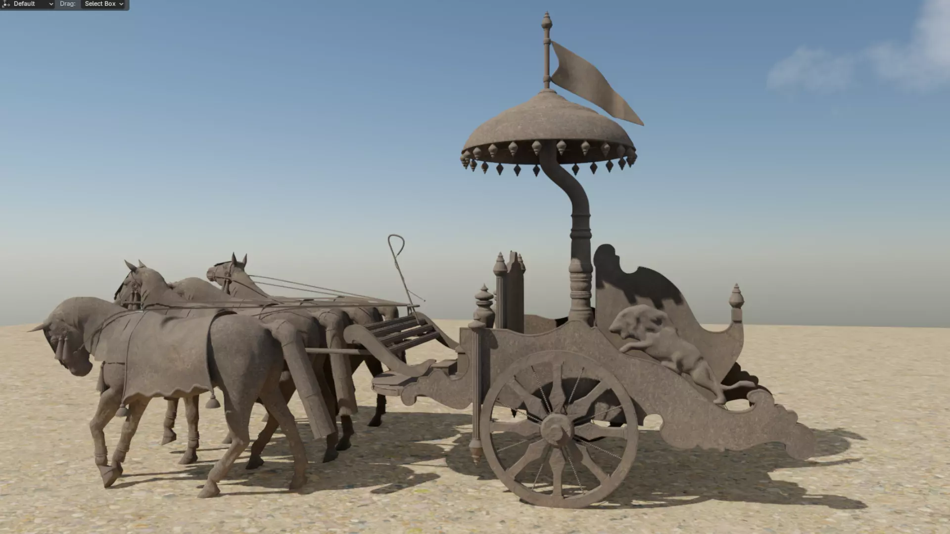 Arjuna Chariot  Rath in Mahabharatha Low-poly 3D model_1