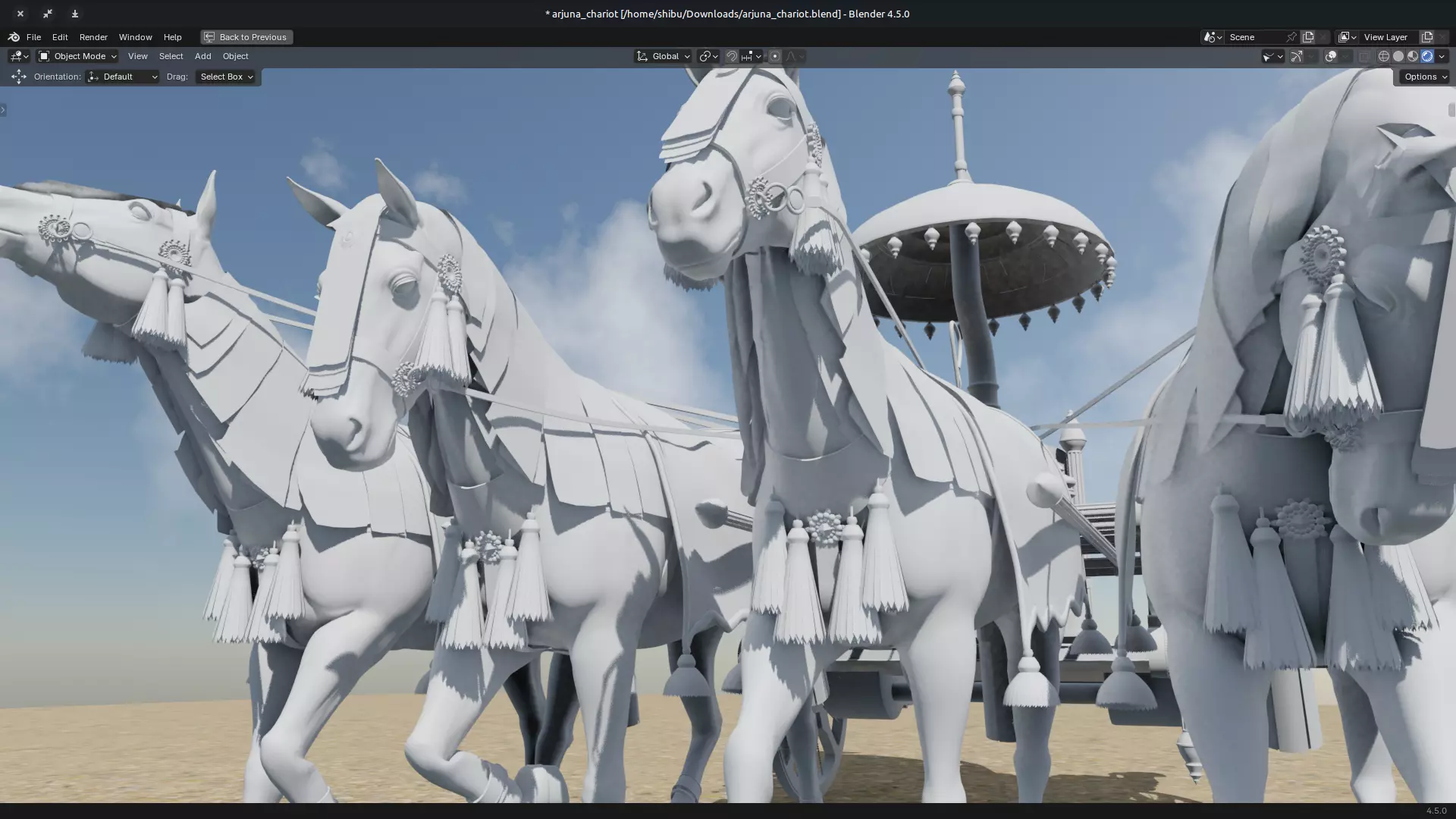 Arjuna Chariot  Rath in Mahabharatha Low-poly 3D model_10