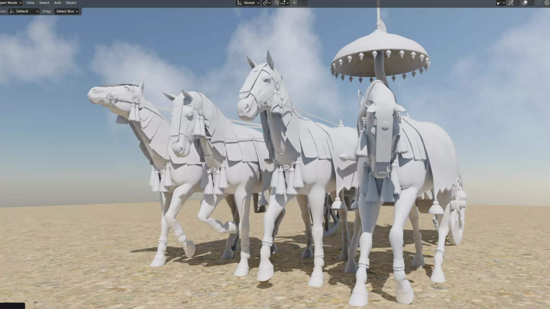 Arjuna Chariot  Rath in Mahabharatha Low-poly 3D model_4