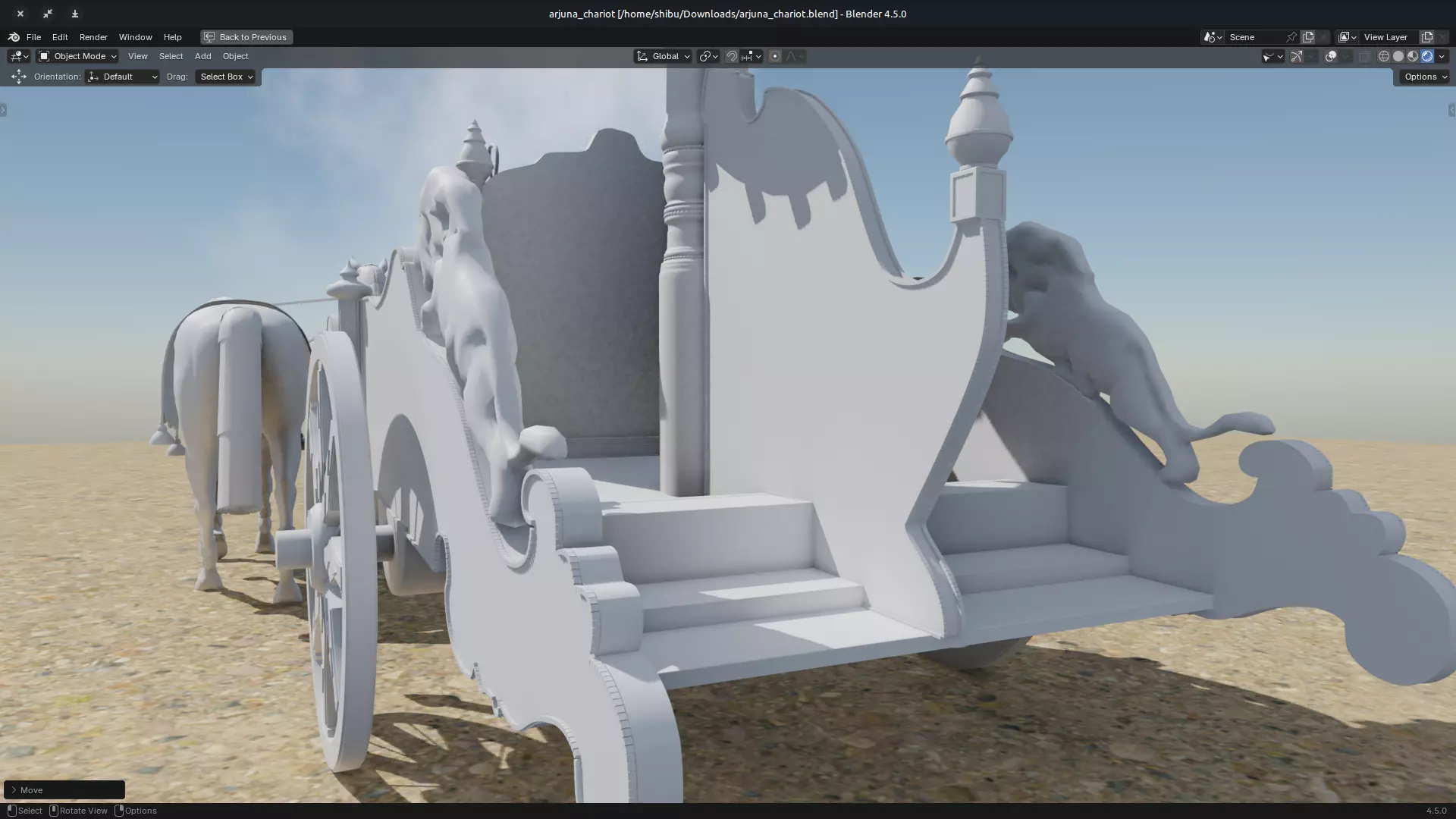 Arjuna Chariot  Rath in Mahabharatha Low-poly 3D model_6