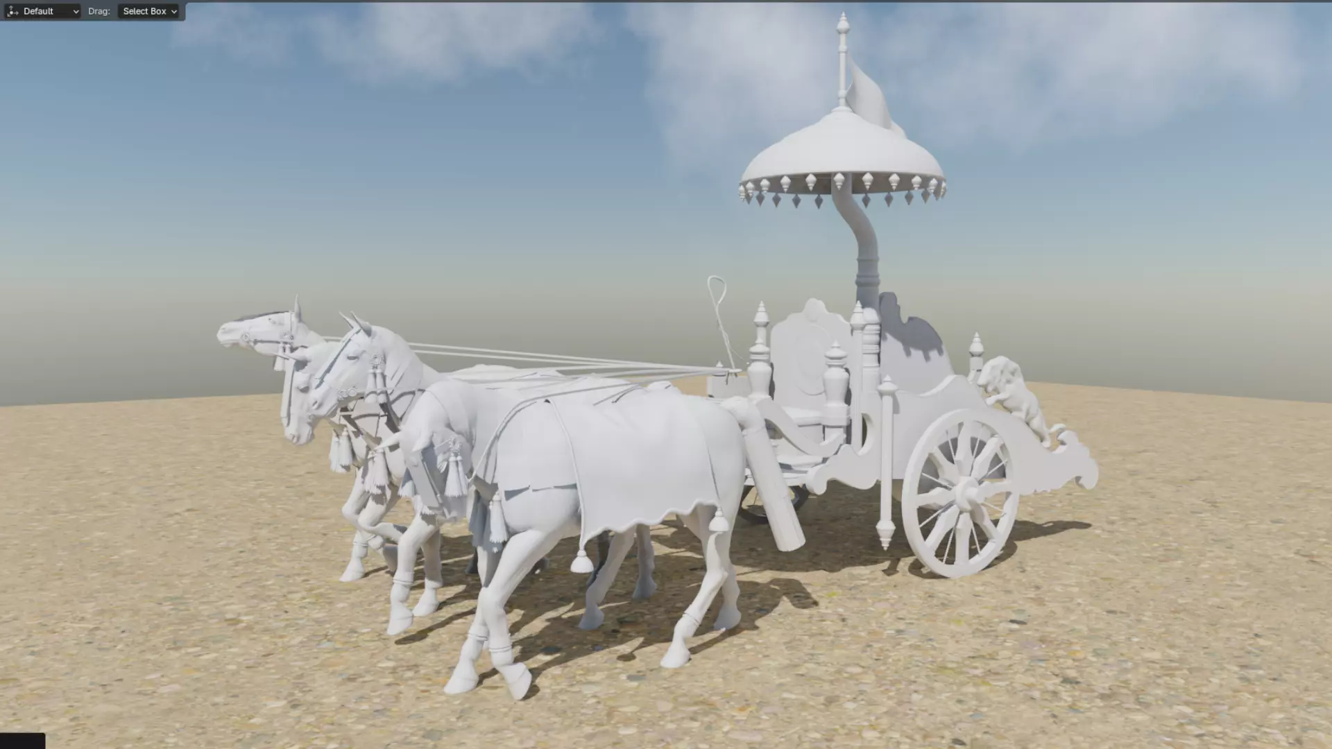 Arjuna Chariot  Rath in Mahabharatha Low-poly 3D model_3