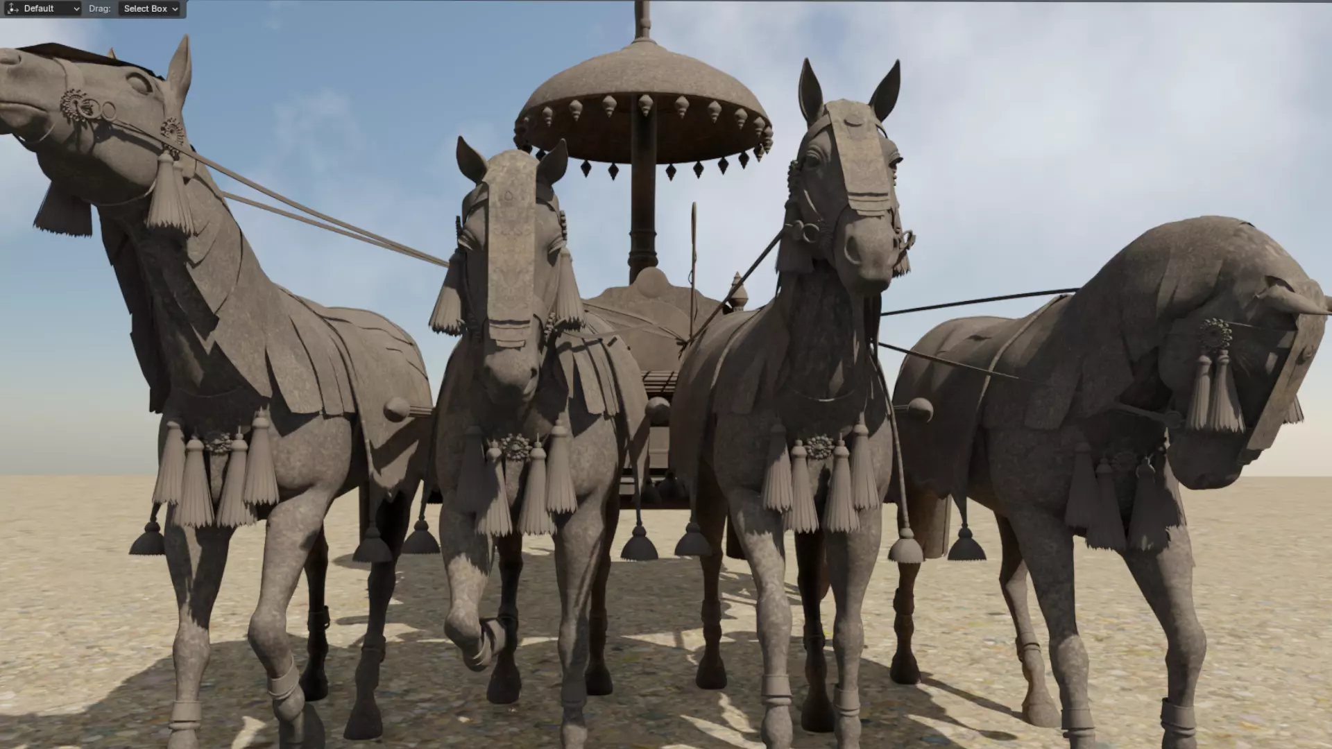 Arjuna Chariot  Rath in Mahabharatha Low-poly 3D model_2