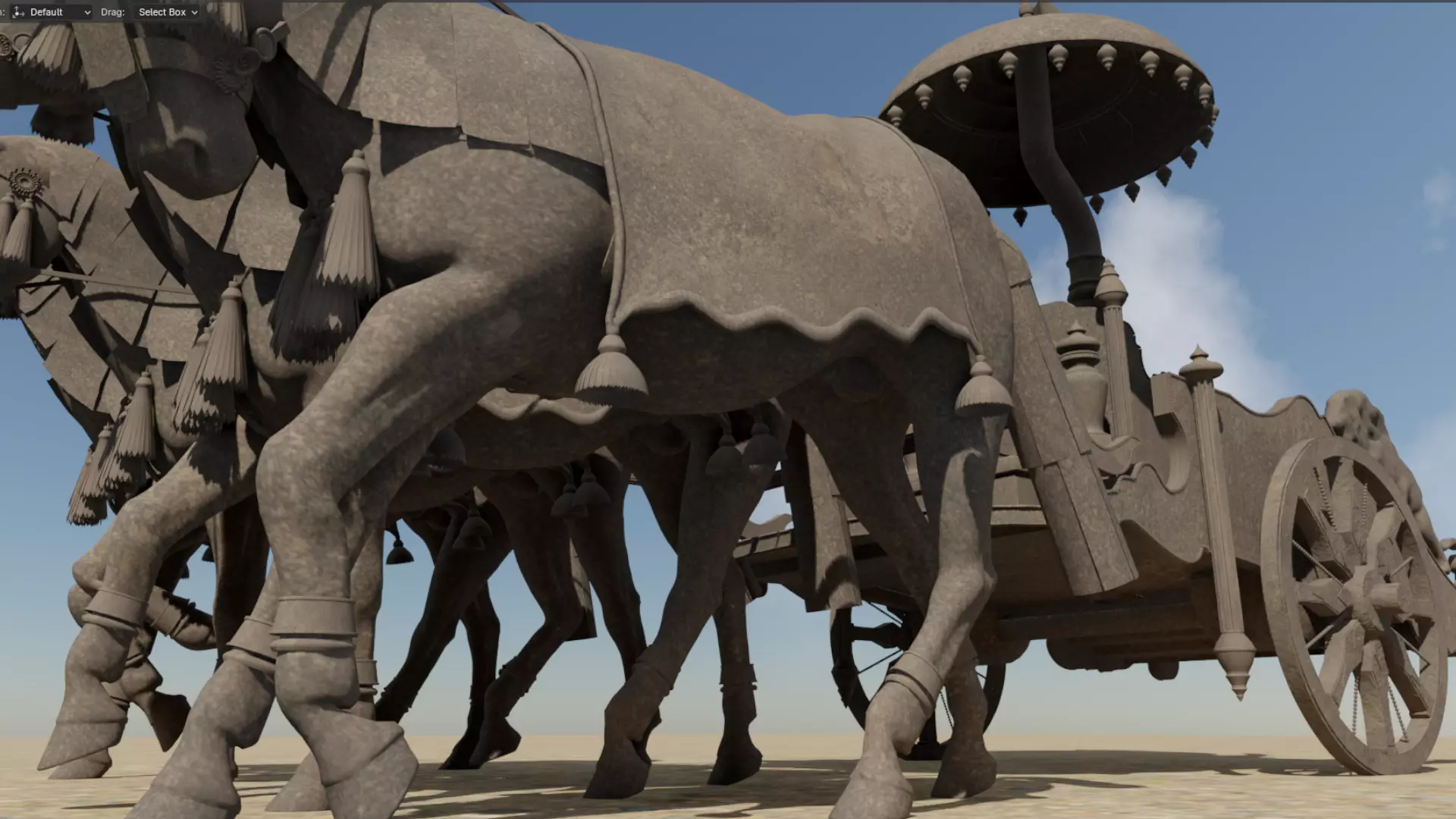 Arjuna Chariot  Rath in Mahabharatha Low-poly 3D model_12