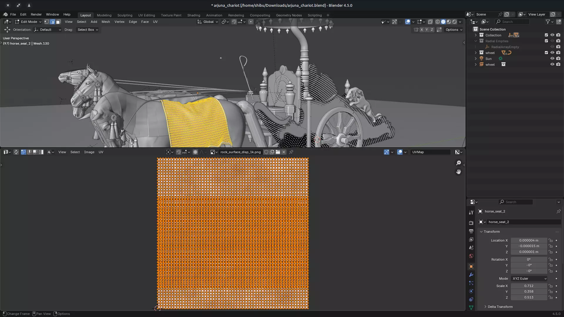 Arjuna Chariot  Rath in Mahabharatha Low-poly 3D model_13