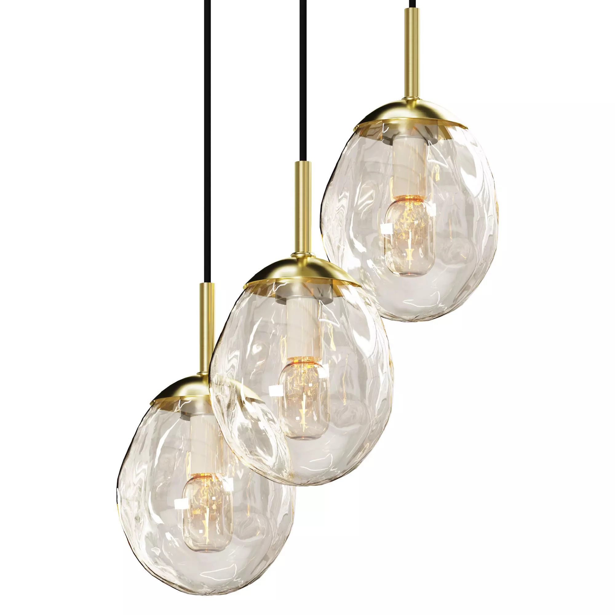 Cluster-Pendelleuchte Amora aus Glas 3D model_1