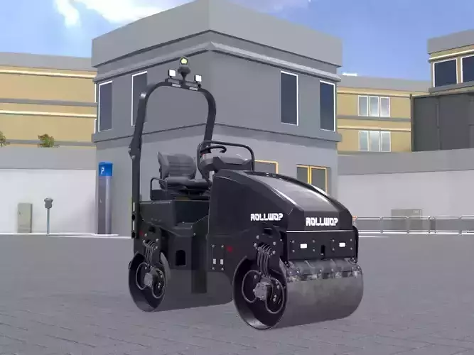 Road Roller Version-1 black Low-poly 3D model
