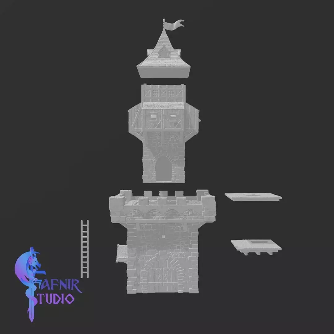 MEDIEVAL TOWER - TABLETOP 3D print model_8