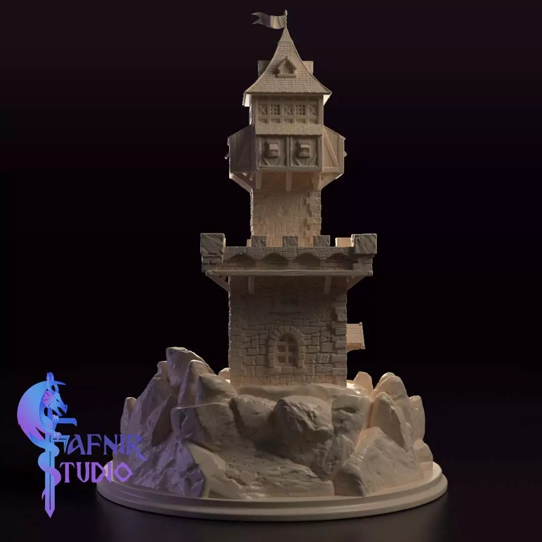 MEDIEVAL TOWER - TABLETOP 3D print model_1