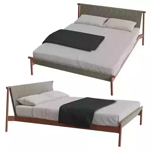 Woven Headboard Platform Bed 3D Model