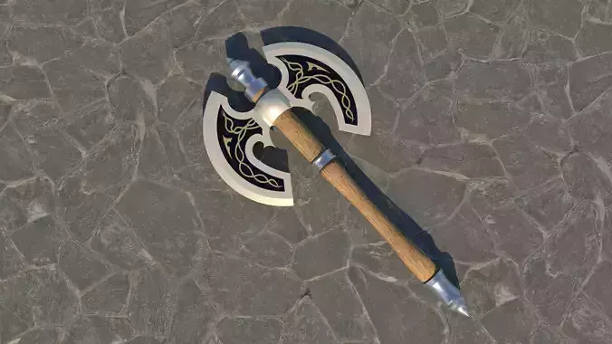 Fantasy Double-Headed Battle Axe  Low-poly 3D model