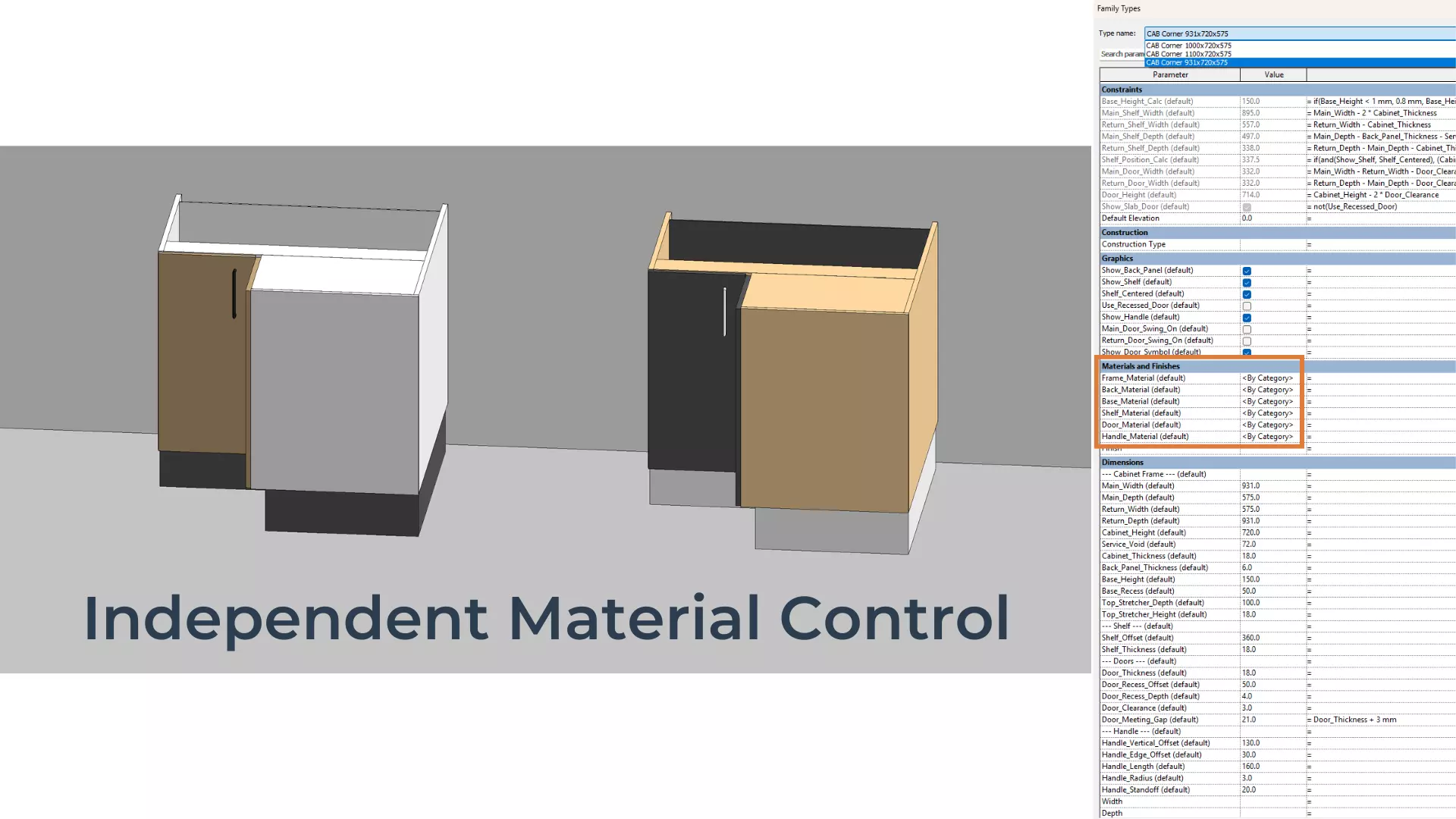 PARAMETRIC REVIT FAMILY L-Corner Base Cabinet with Right Return 3D model_8