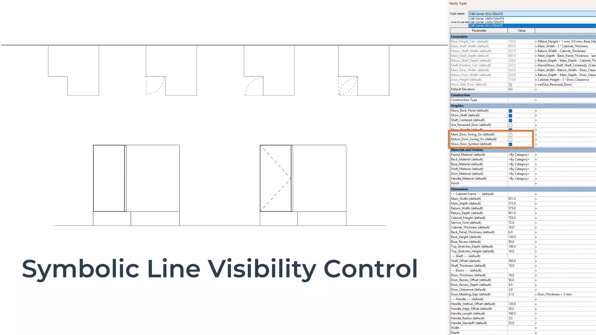 PARAMETRIC REVIT FAMILY L-Corner Base Cabinet with Right Return 3D model_9