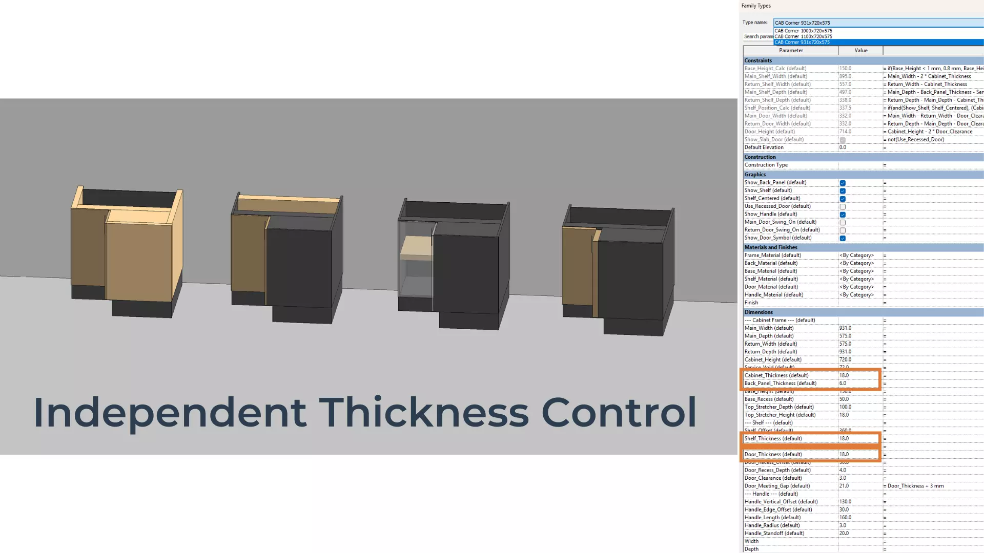 PARAMETRIC REVIT FAMILY L-Corner Base Cabinet with Right Return 3D model_4