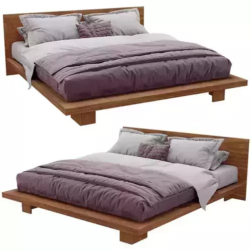 Zen Low Platform Bed 3D Model 