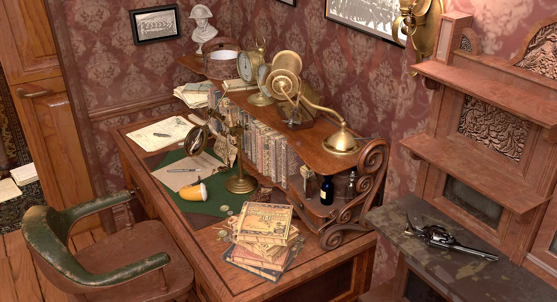 221b Baker Street Consulting Room and Victorian London Asset Pak 3D model_28