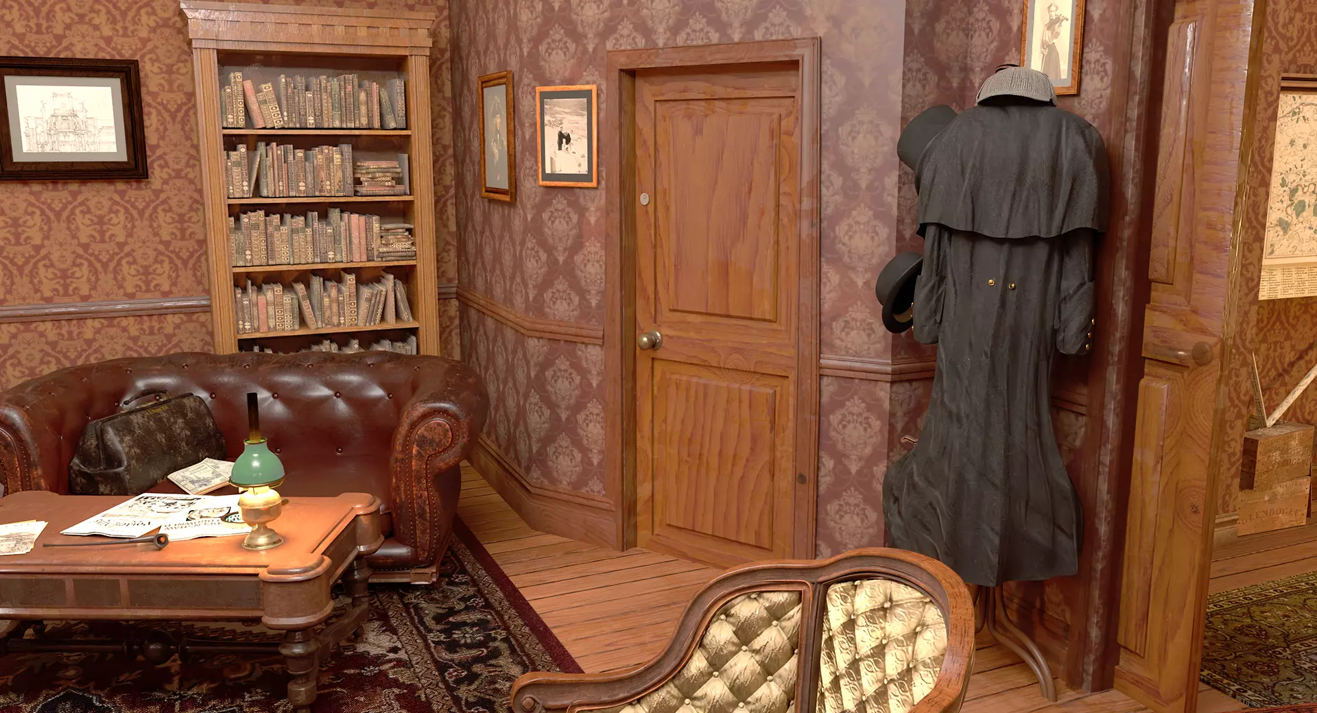 221b Baker Street Consulting Room and Victorian London Asset Pak 3D model_29