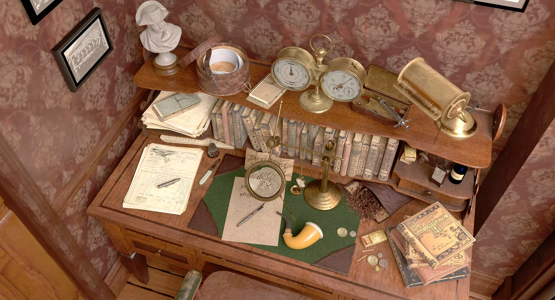221b Baker Street Consulting Room and Victorian London Asset Pak 3D model_32