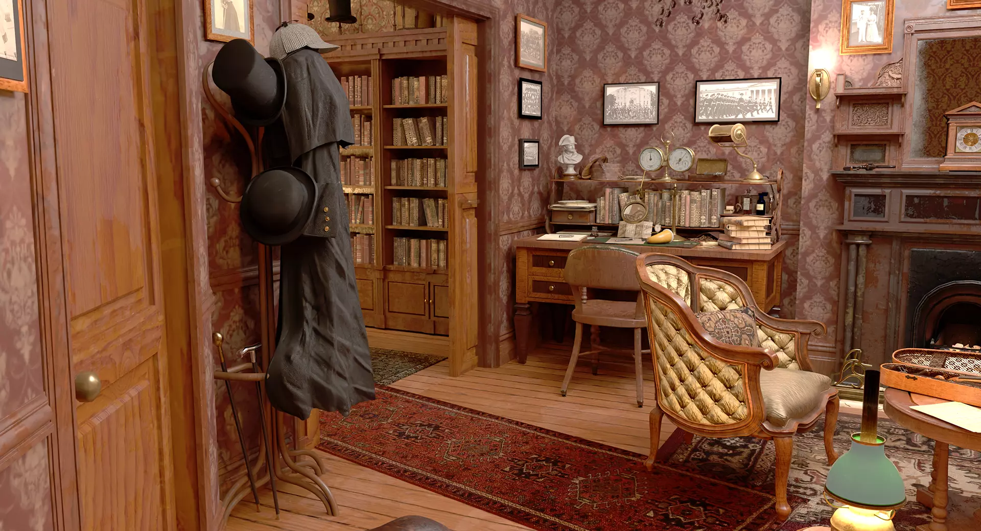 221b Baker Street Consulting Room and Victorian London Asset Pak 3D model_47