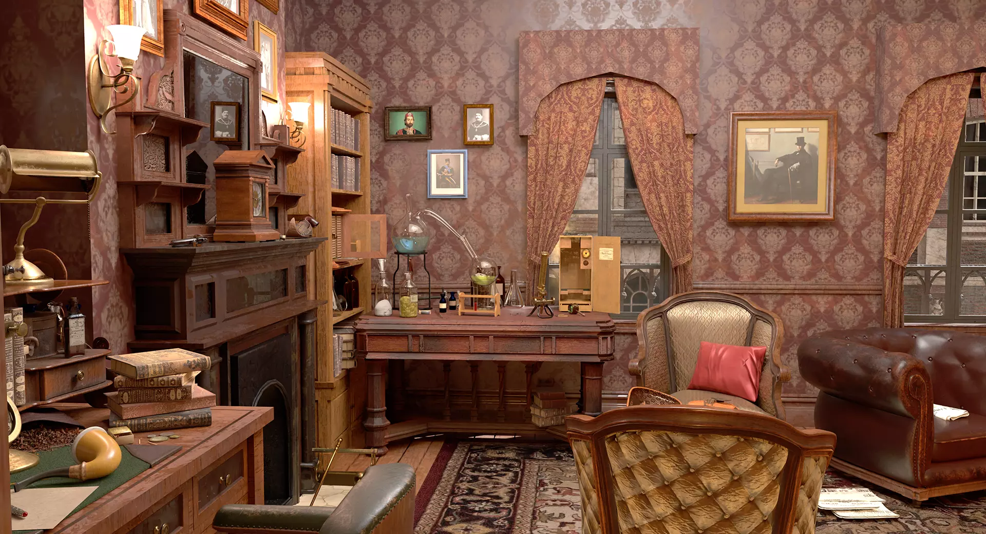 221b Baker Street Consulting Room and Victorian London Asset Pak 3D model_44