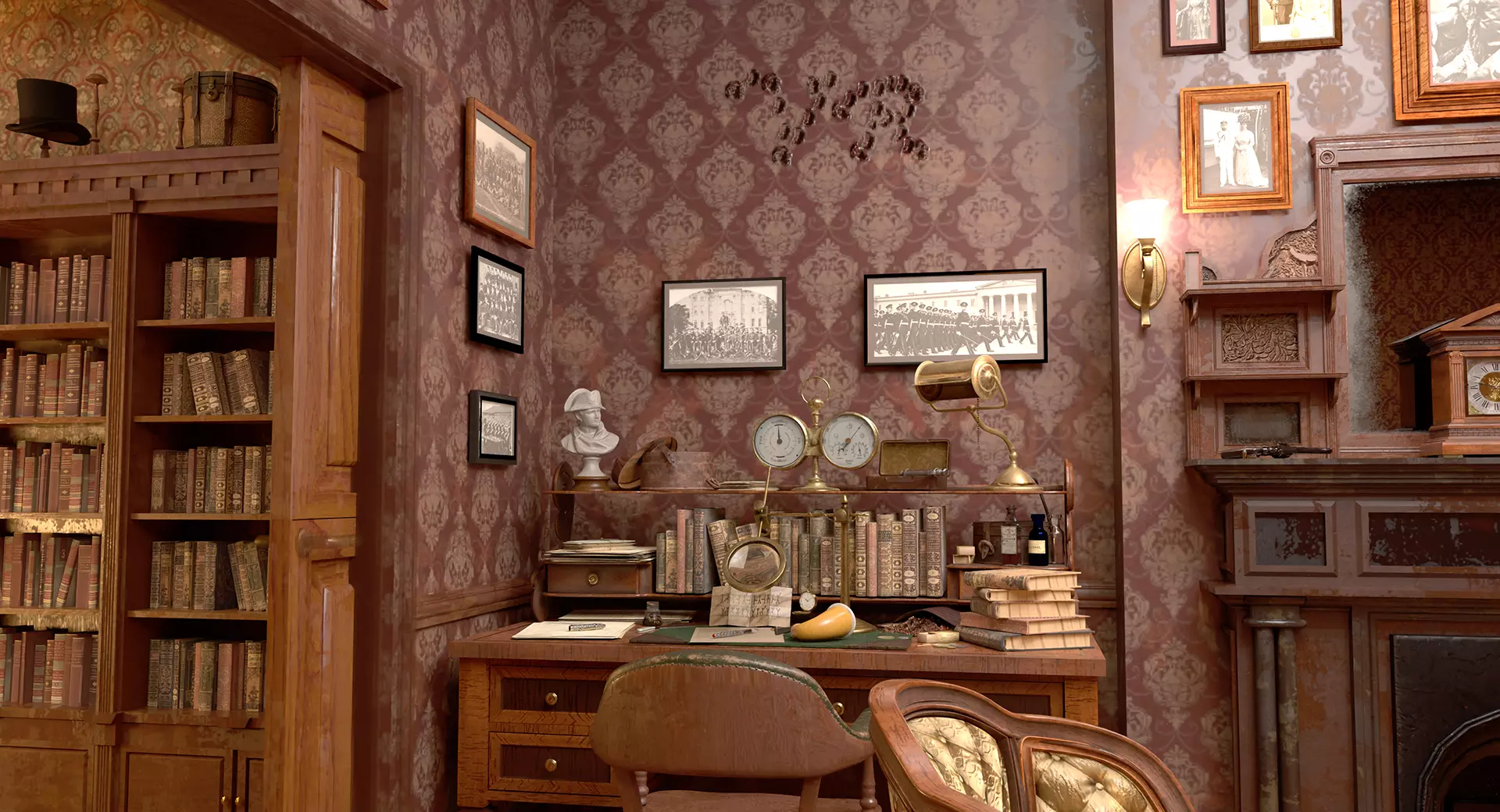 221b Baker Street Consulting Room and Victorian London Asset Pak 3D model_31