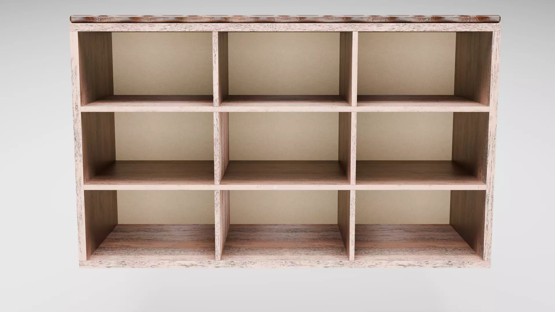 Shoe Shelf - Variant 1 of 13 Old wood with quilted brown leather Low-poly 3D model_2