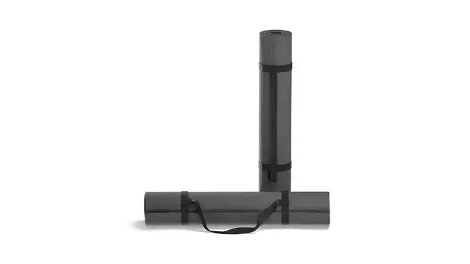 Black Rolled 2 Yoga Mat - stand carpet set with handle strap