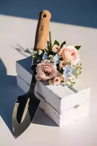 3D Model of a Flower Arrangement with a Garden Trowel