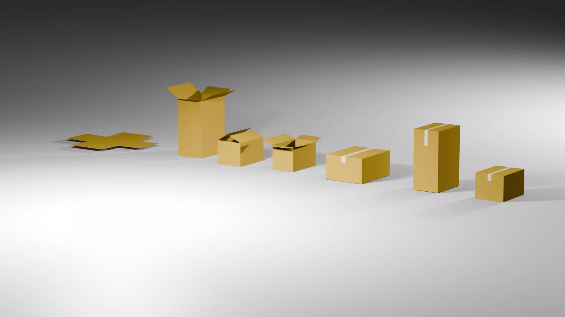 Many Different Card Boxes Low-poly 3D model_4