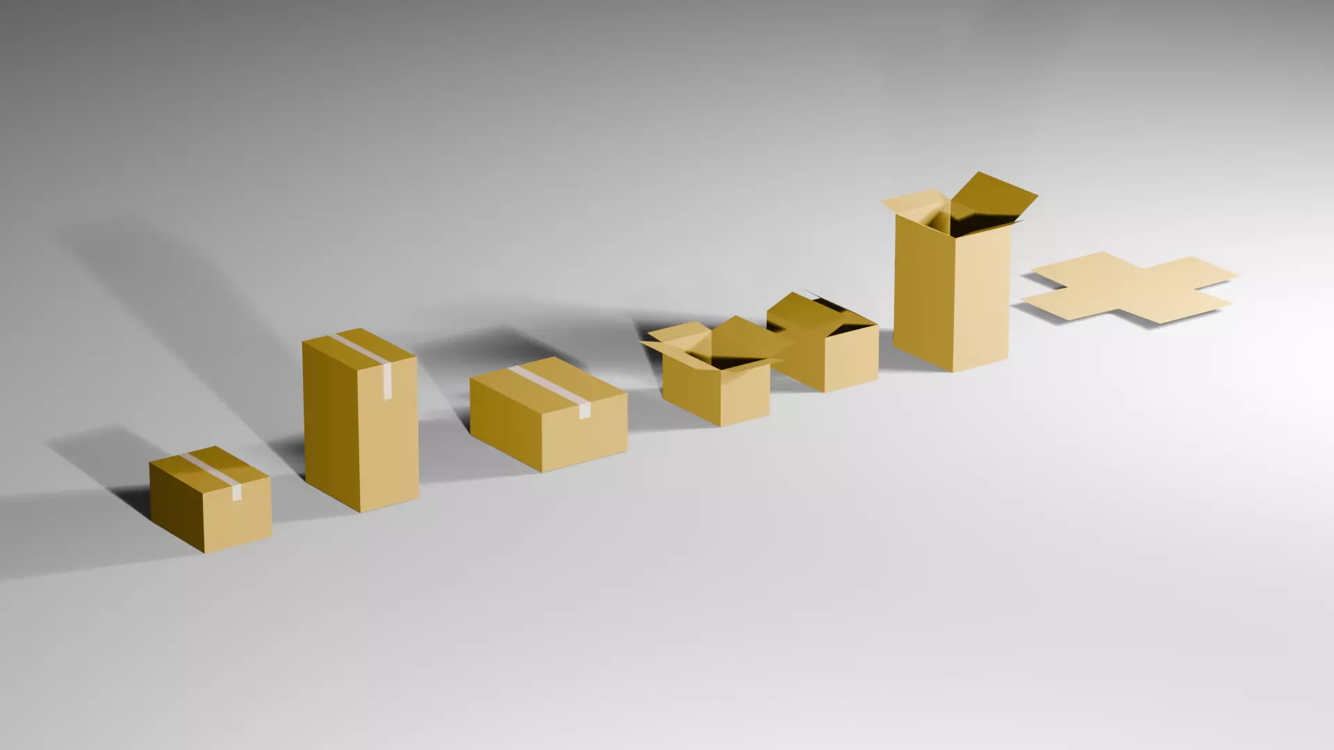 Many Different Card Boxes Low-poly 3D model_0