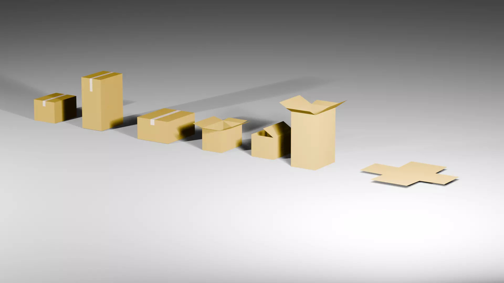 Many Different Card Boxes Low-poly 3D model_1
