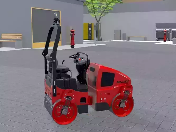 Road Roller Version-1 red Low-poly 3D model