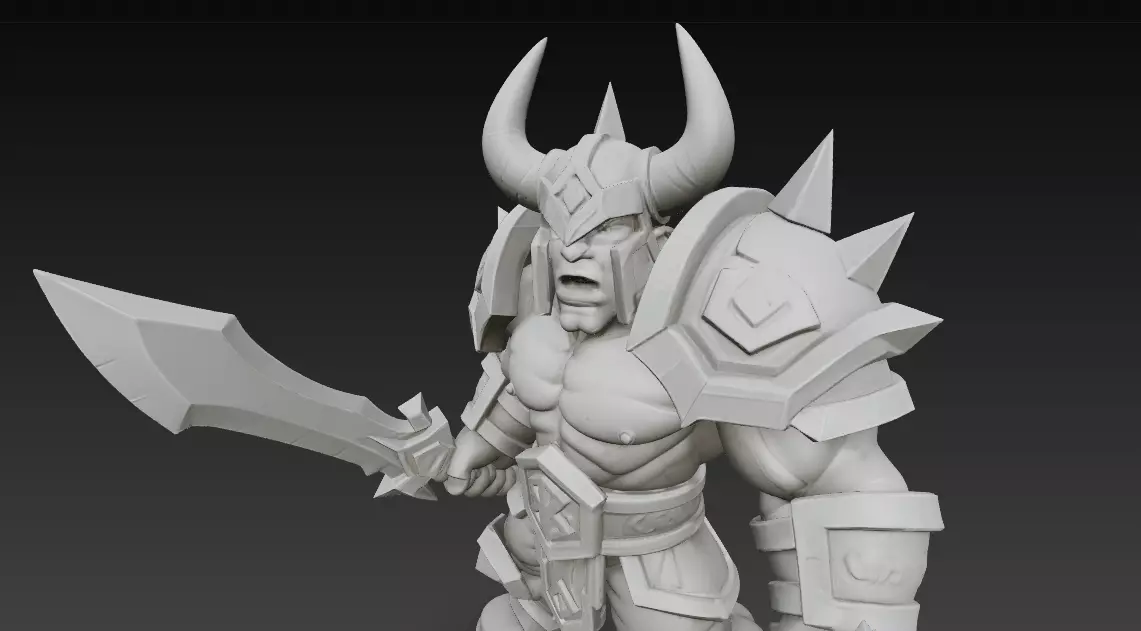 Horned Warrior  Stylized Armored Fighter CGI and 3D Print 3D print model_1