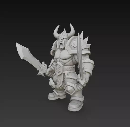 Horned Warrior  Stylized Armored Fighter CGI and 3D Print 3D print model_3