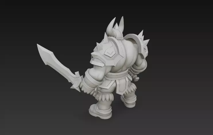 Horned Warrior  Stylized Armored Fighter CGI and 3D Print 3D print model_8