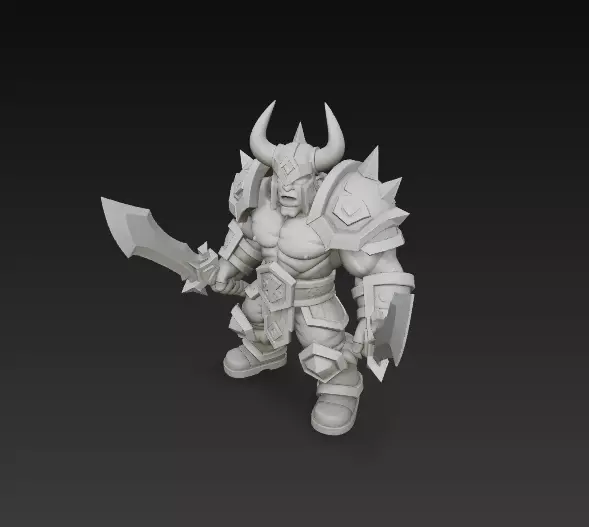Horned Warrior  Stylized Armored Fighter CGI and 3D Print 3D print model_6