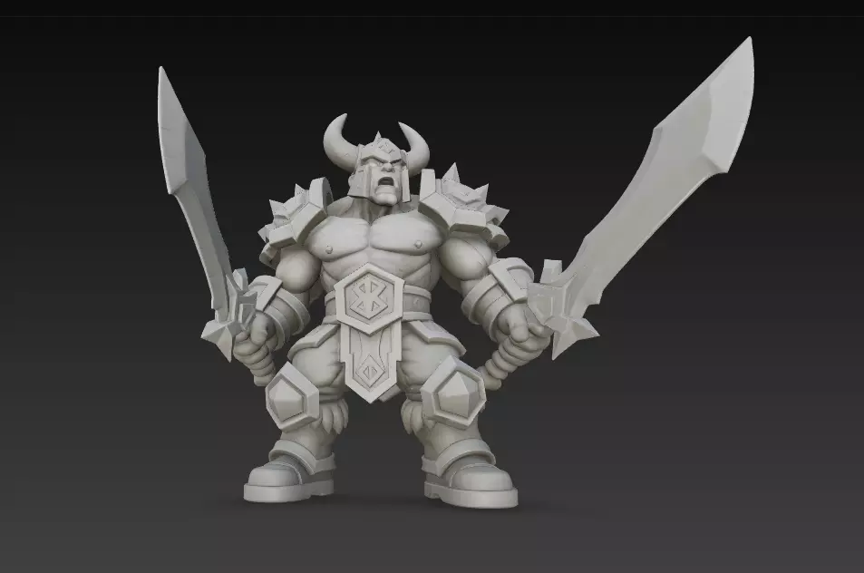 Horned Warrior  Stylized Armored Fighter CGI and 3D Print 3D print model_4