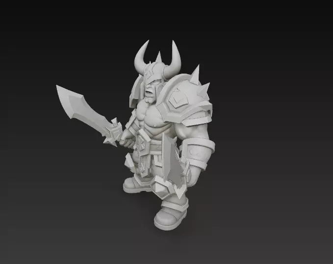 Horned Warrior  Stylized Armored Fighter CGI and 3D Print 3D print model_5