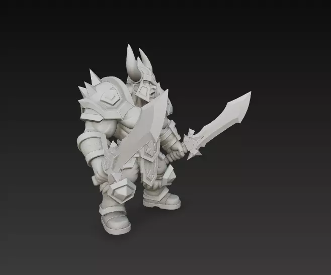 Horned Warrior  Stylized Armored Fighter CGI and 3D Print 3D print model_7