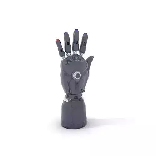 Futuristic Robotic Hand model pack with colored fingertips Low-poly 3D model