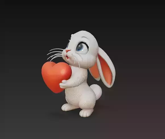 Cute Stylized Rabbit Holding Heart-3D Printable-CGI Model 3D print model