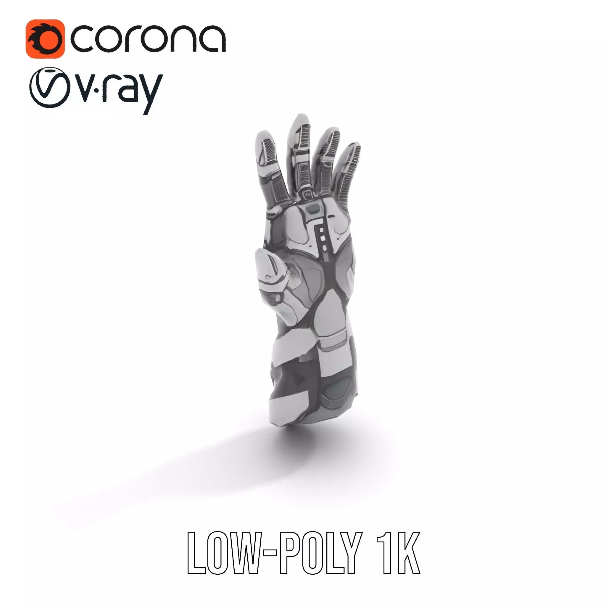 Futuristic Robotic Hand Model Pack Low-poly 3D model_8