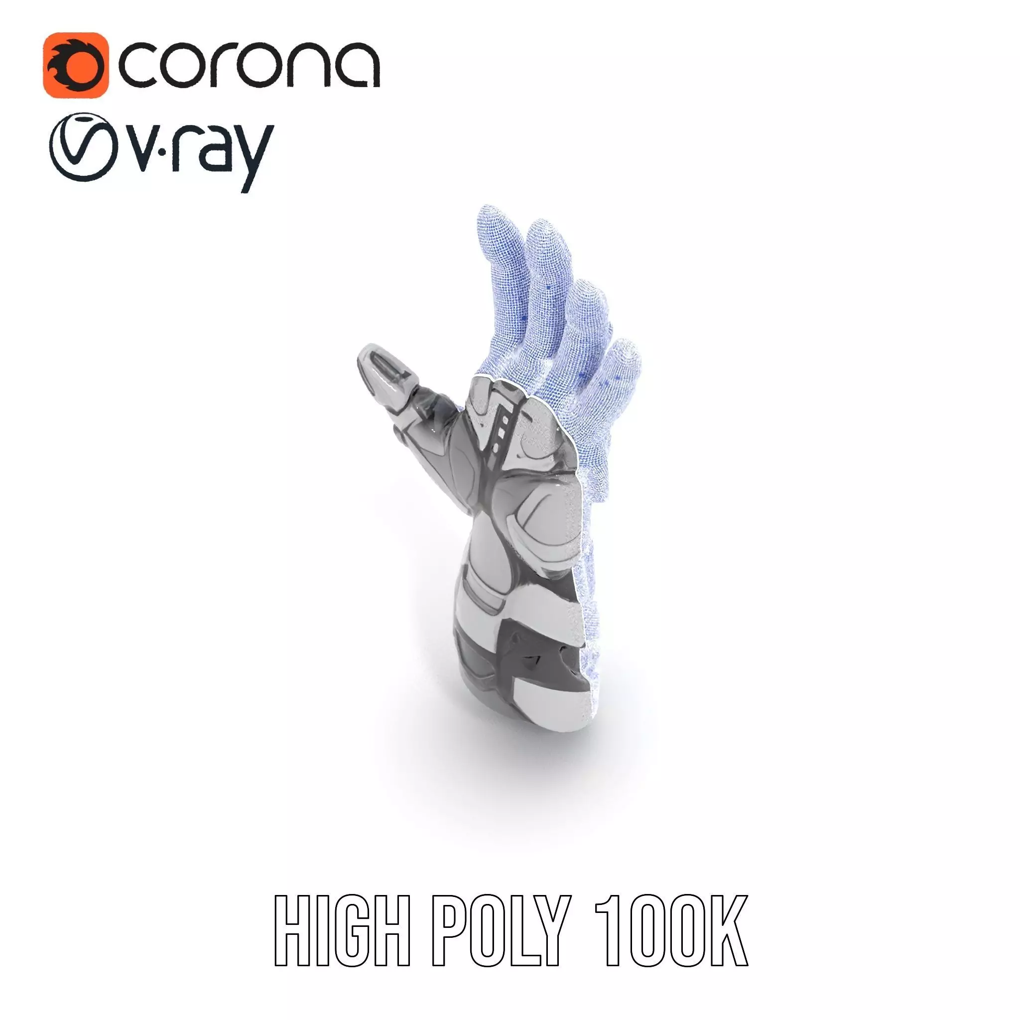 Futuristic Robotic Hand Model Pack Low-poly 3D model_31