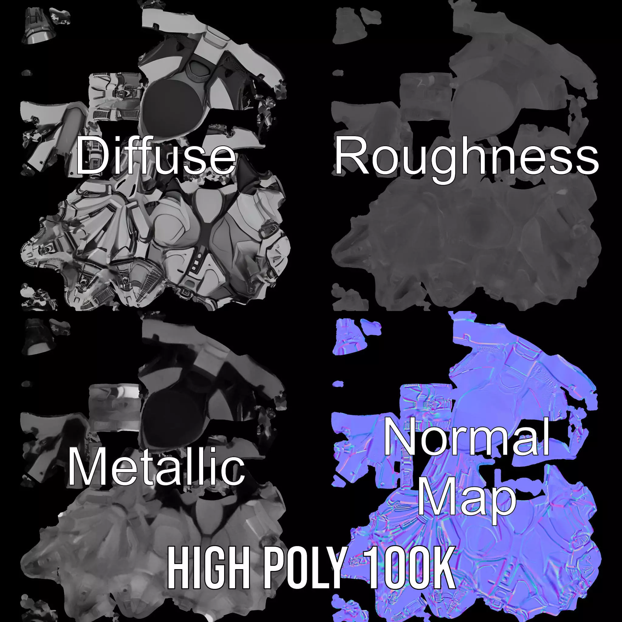 Futuristic Robotic Hand Model Pack Low-poly 3D model_3