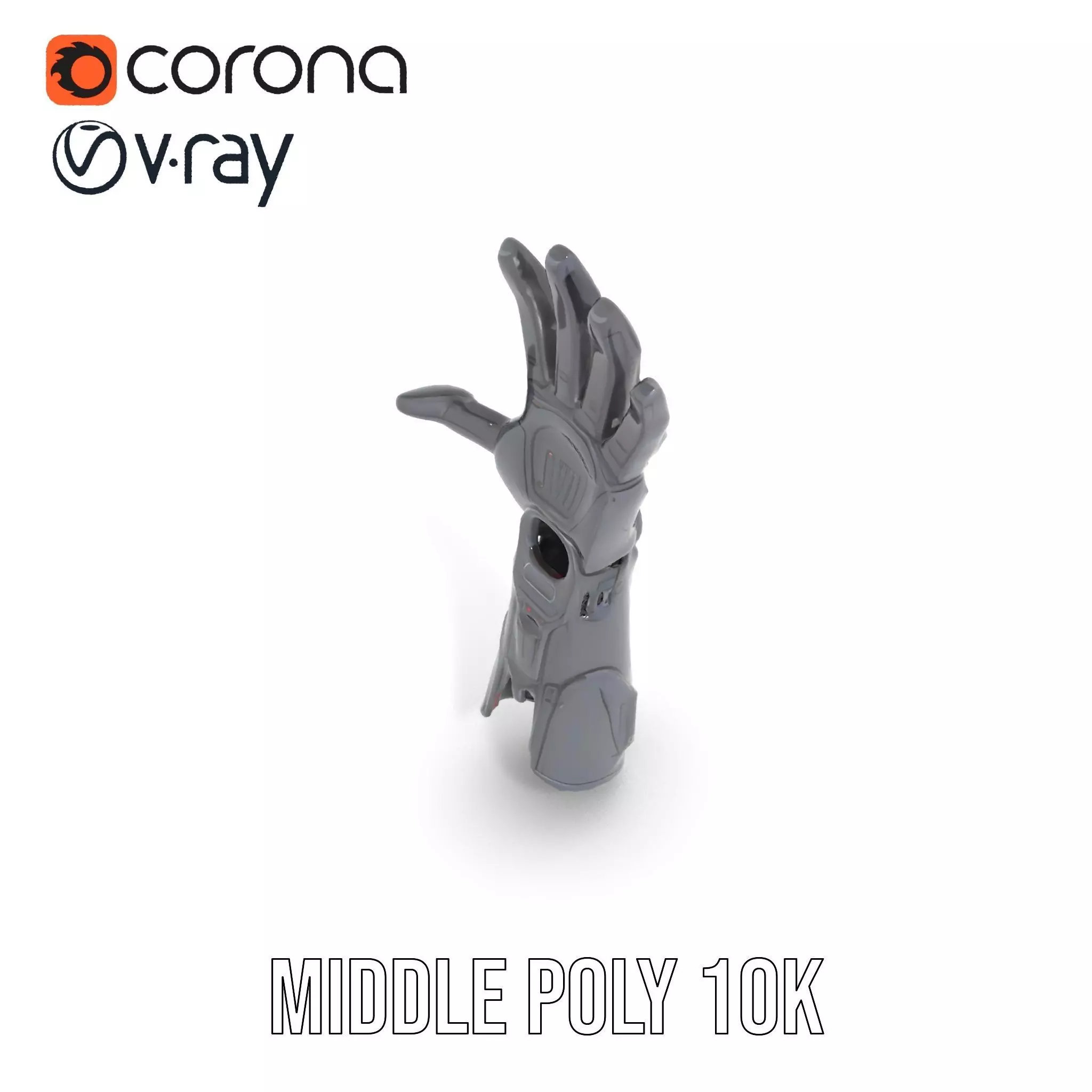 Futuristic Cybernetic Glove model pack with LED Accents Low-poly 3D model_7