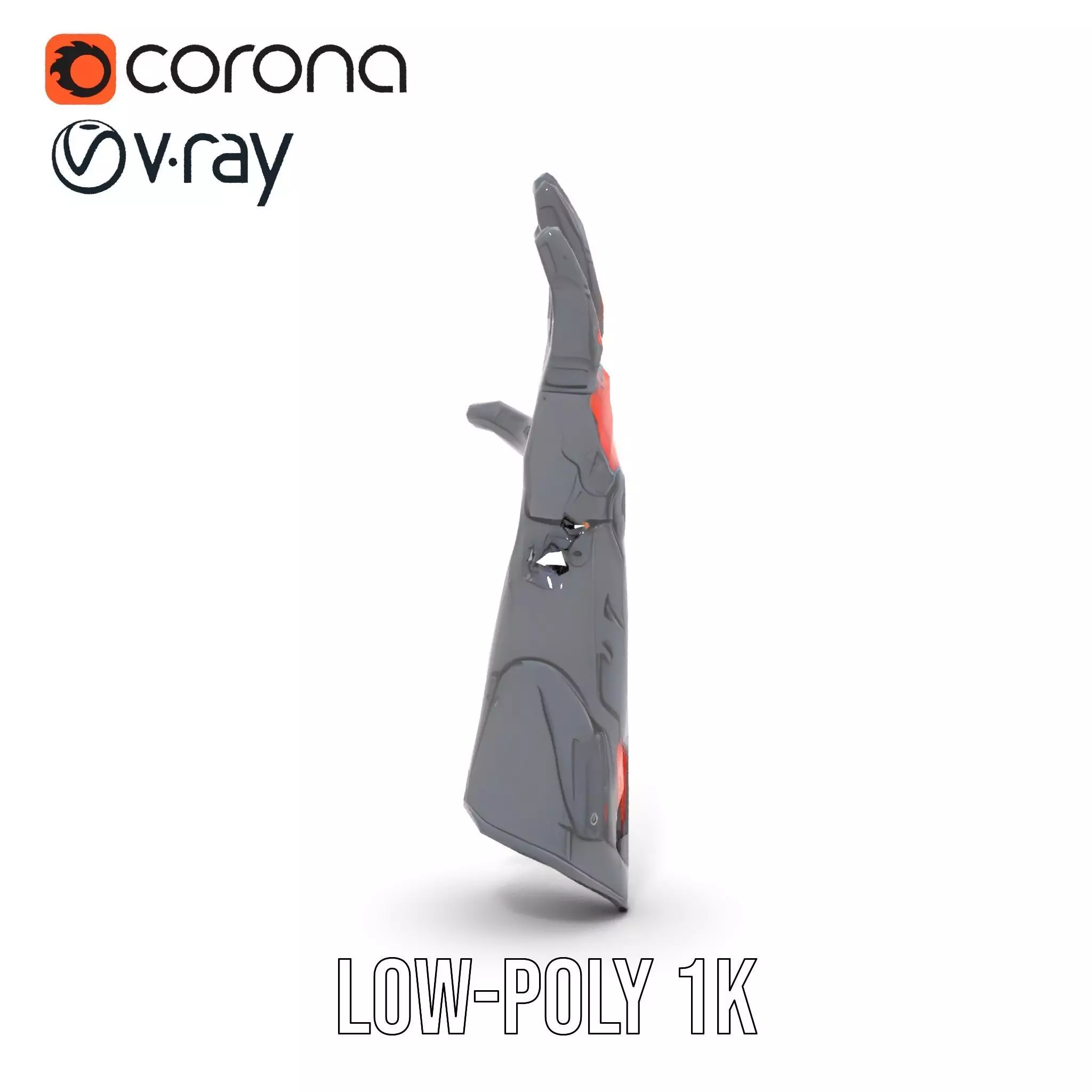 Futuristic Cybernetic Glove model pack with LED Accents Low-poly 3D model_31