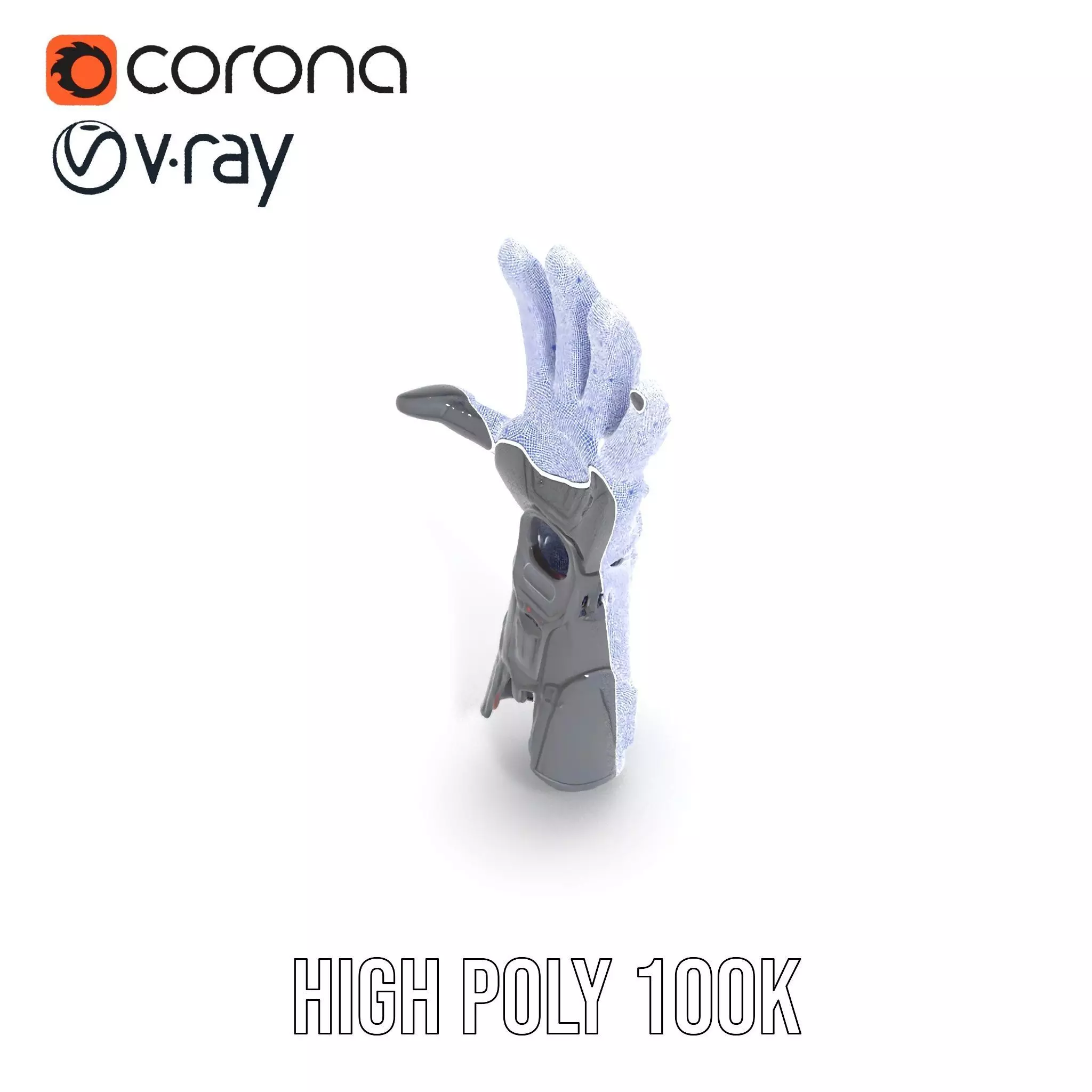 Futuristic Cybernetic Glove model pack with LED Accents Low-poly 3D model_29
